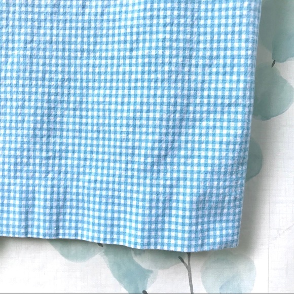 Brooks Stretch Light Blue White Plaid Check Seersucker Cropped Capri Pants - Picture 9 of 11